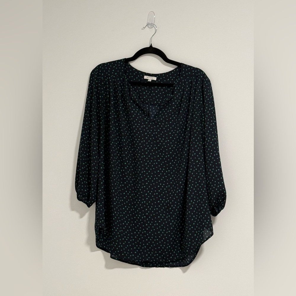 Pleione Black Top with Green Dots